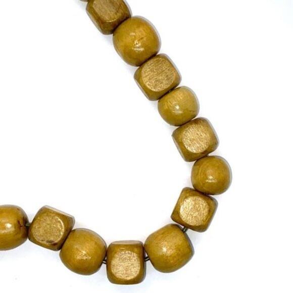 Handmade Wooden Beaded Necklace Square & Round - Picture 3 of 5
